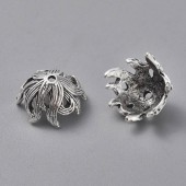 Capacel decorativ floare mare argintiu antichizat 17x15mm - 2buc