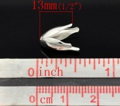  Capacel pl. cu argint lalea 4 petale, 13x8mm - 30buc (p. promo)