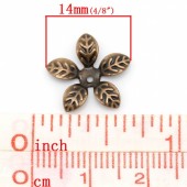 Conector filigran cupru flori mici cu 5 petale 14mm - 10buc