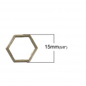 Conector hexagon mediu bronz 17x15mm (1buc)