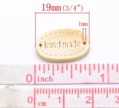 Conector lemn cu mesaj ' Handmade' natur 19x12mm (1buc)