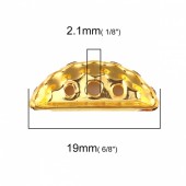Distantiere cu 3 orificii placate cu aur 19x7mm semicerc cu 7 cristale (1buc)