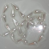 Lacrimi sticla perle alb unt 16x8mm (1buc)
