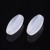 Margele acril alb inghetat ovale 8x4mm - cca 200buc