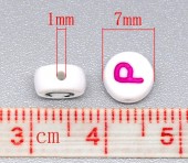 Margele acril alfabet MULTICOLOR pe fond alb, mix 7mm - 500buc (calit.1)
