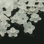 Margele acril floricele alb inghetat 10x5mm - 50buc
