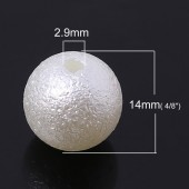 Margele acril imitatie perle alb unt texturate 14mm - 4buc