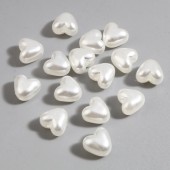 Margele acril inimi albe perlate 10mm - 20buc