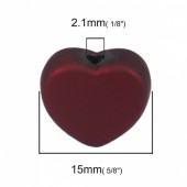 Margele acril inimi grena prafuit mat 15x13x6mm (1buc)