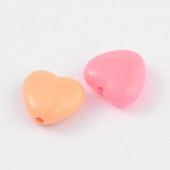 Margele acril inimi multicolore 12x11mm - cca 50buc