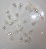 Margele acril lacrimi alb perlat 10x6,5mm - 100buc