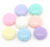 Margele acril rotunde plate 12x5mm mix multicolor pastel - 50buc