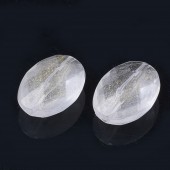 Margele acril transparente cu sclipici auriu, ovale multifatete 19x13x7mm (1buc)