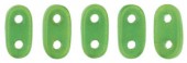 Margele Cehia oval plat BAR 2 gauri 6mm verde mat/auriu - 20buc