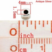 Margele distantiere argintiu antichizat cub mediu 4mm - 40buc