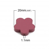 Margele lemn floare roz inchis 20x19mm, calit. 1 (1buc)