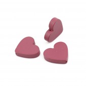 Margele lemn inima roz inchis 21x19mm, calit. 1 (1buc)
