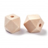 Margele lemn polihedron 18x18mm natur, calit. 1 (1buc)