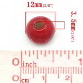 Margele lemn rotunde 12x11mm rosu - cca 100buc