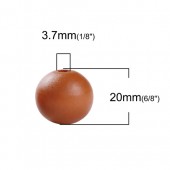 Margele lemn rotunde 20mm caramiziu/portocaliu (1buc)