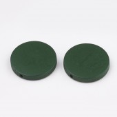 Margele lemn rotunde plate 20mm diam. verde smarald, calit. 1 (1buc)