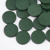 Margele lemn rotunde plate 25mm diam. verde smarald, calit. 1 (1buc)