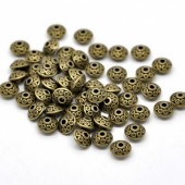 Margele metalice bronz rondele cu decor 6mm diam - cca 25buc