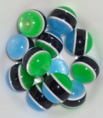 Margele rasina rotunde verde/negru/albastru 20mm diam. (1buc)