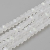 Margele sticla abac fatetate 10x7mm alb inghetat cu irizatii - 10buc