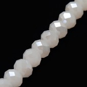 Margele sticla abac fatetate 10x7mm alb opac perlat - 10buc