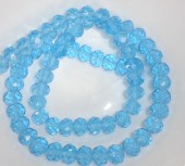 Margele sticla abac fatetate 10x7mm bleu-azur transparent - 10buc