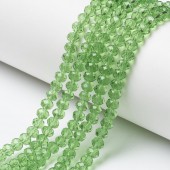 Margele sticla abac fatetate 10x7mm verde deschis transparent - 10buc