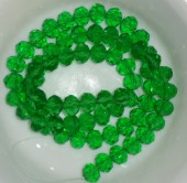 Margele sticla abac fatetate 10x7mm verde mediu transparent - 10buc
