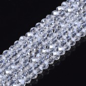 Margele sticla abac fatetate 4x3mm alb transparent cu luciu - cca 125buc