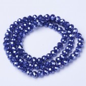 Margele sticla abac fatetate 4x3mm albastru cerneala opac perlat - sirag cca 125buc