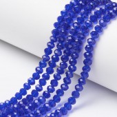 Margele sticla abac fatetate 4x3mm albastru cerneala transparent - sirag cca 140 buc
