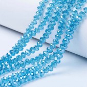 Margele sticla abac fatetate 4x3mm bleu azur cu luciu - sirag cca 130 buc