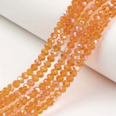 Margele sticla abac fatetate 4x3mm portocaliu cu irizatii - sirag cca 140 buc