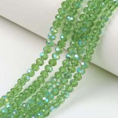 Margele sticla abac fatetate 4x3mm verde pal tr. cu irizatii - sirag cca 140 buc