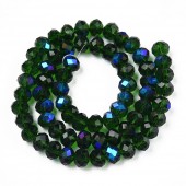 Margele sticla abac fatetate 4x3mm verde smarald tr. cu irizatii - sirag cca 125 buc