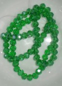 Margele sticla abac fatetate 6x4mm verde mediu tr. cu luciu - sirag cca 90buc