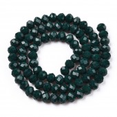 Margele sticla abac fatetate 6x5mm verde smarald inchis opac lucios - sirag cca 93buc