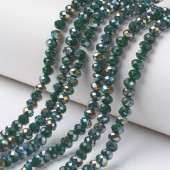 Margele sticla abac fatetate 6x5mm verde smarald opac cu irizatii - cca 95buc