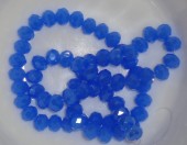 Margele sticla abac fatetate 8x6mm bleu aprins opac perlat - sirag cca 65buc