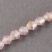 Margele sticla bicon fatetate 3mm roz pal cu irizatii - cca 125buc