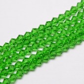 Margele sticla bicon fatetate 3mm verde deschis transparent - cca 125buc