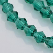 Margele sticla bicon fatetate 3mm verde marin transparent - cca 125buc