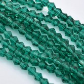 Margele sticla bicon fatetate 3mm verde marin transparent - cca 125buc