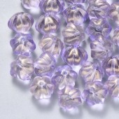 Margele sticla butoiase cu striatii lila cu luciu auriu 11x10x8mm (1buc)