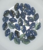Margele sticla Cehia frunze 12x7mm albastru/verde (x2390) - 10buc